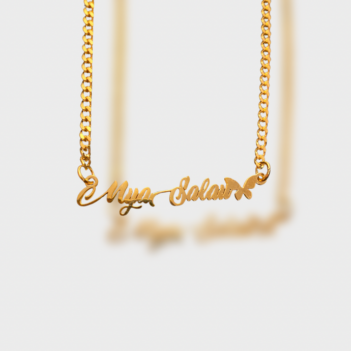 Butterfly Cuban Link Name Necklace
