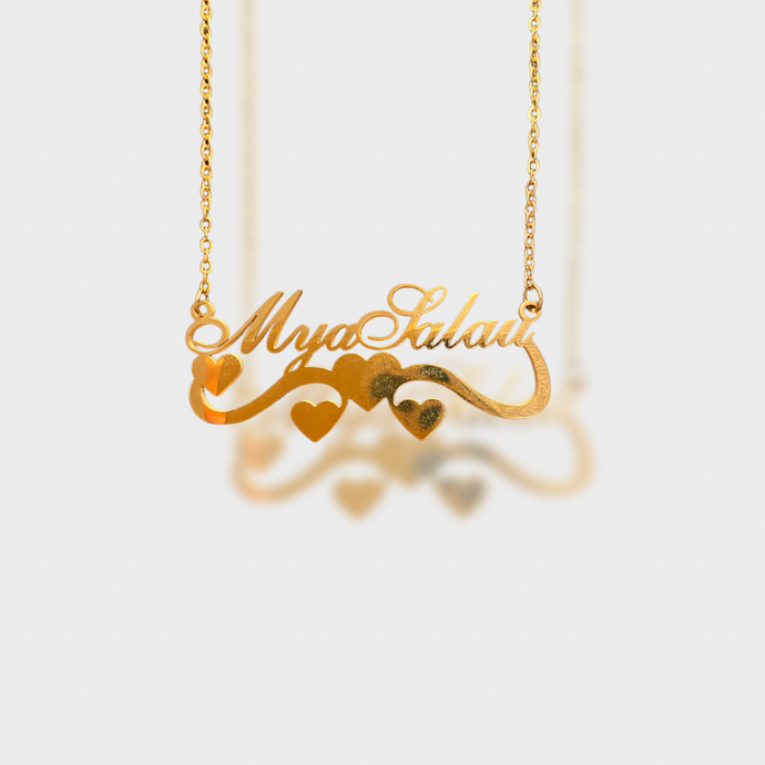 Solid Heart Nameplate Necklace